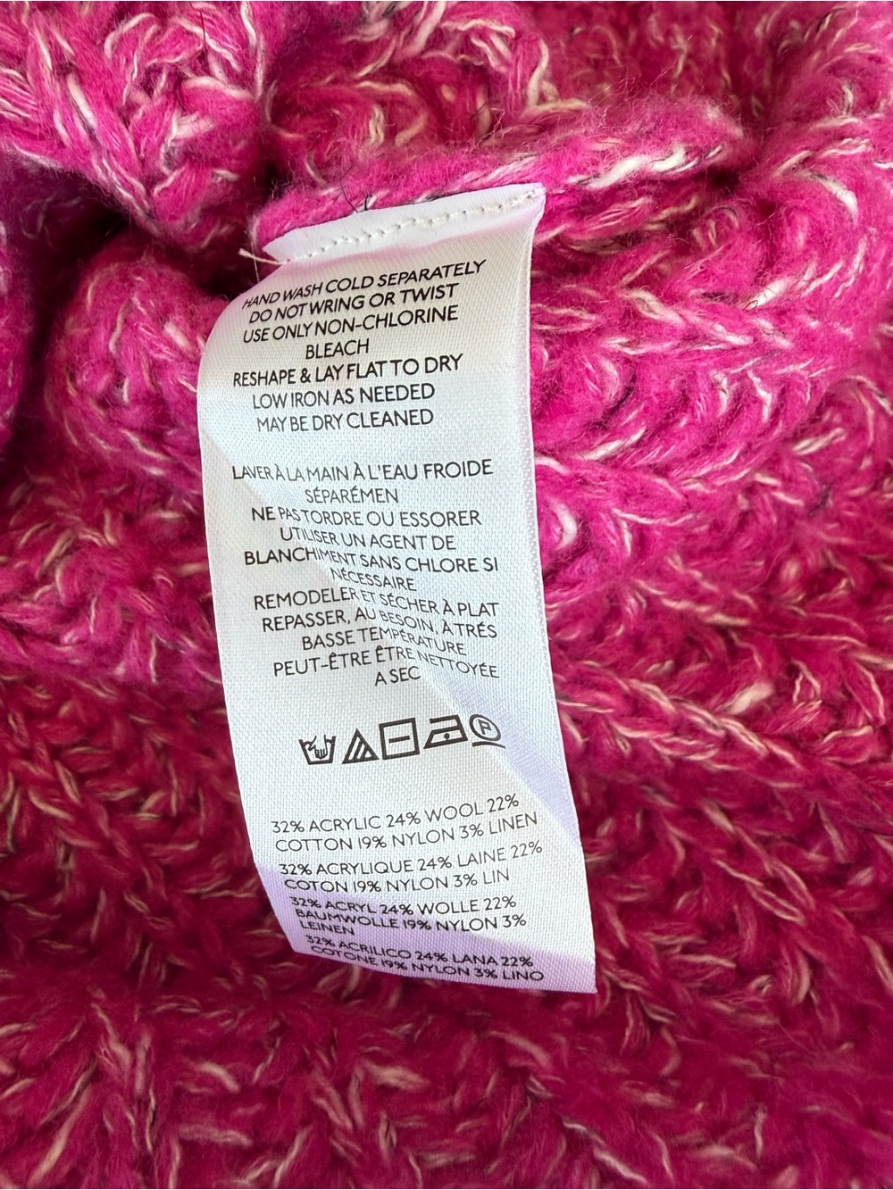 Pilcro Hot Pink Chunky Ribbed Mock Neck Sweater  Large - Picture 7 of 10